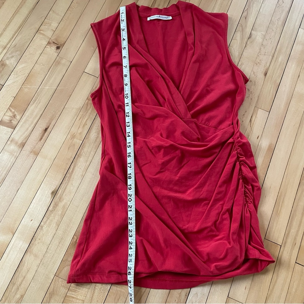 Peruvian Connection coral red Draped Surplice Camisole with Side Ruching - Picture 6 of 8